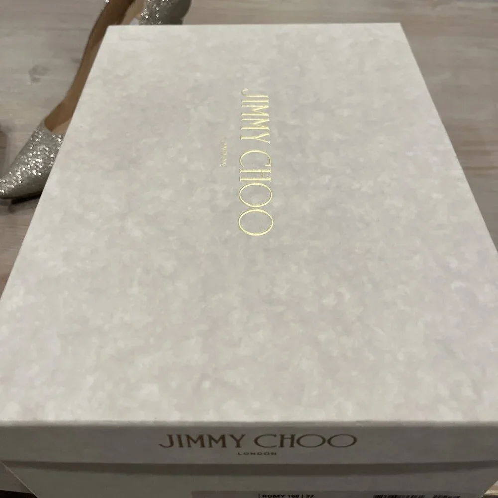 Jimmy Choo Romy 100 Platinum Ice Dusty Glitter Pointy Toe Pumps - Picture 6 of 8
